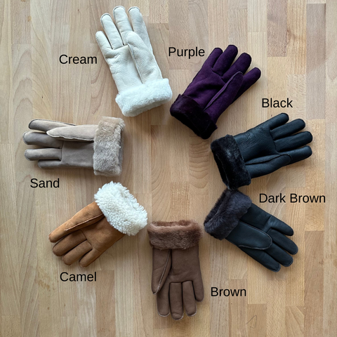 Kids sheepskin gloves with mouton