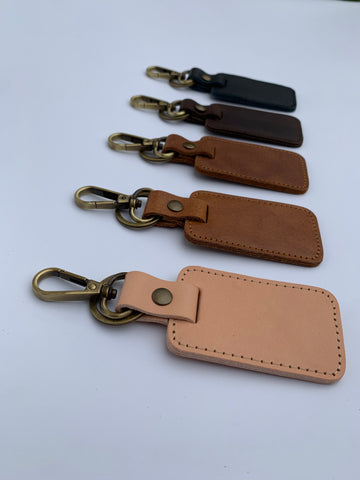 Rectangular leather keychain