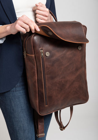 Unisex leather laptop backpack "Pantheon"