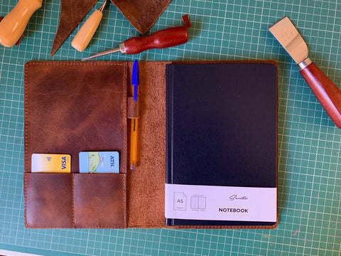 Leather notebook cover with 2024 calendar