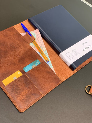 Leather notebook cover with 2024 calendar