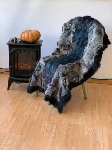 Τοσκάνα μπλε λωρίδα ριχτάρι καρέκλας/πολυθρόνας , δέρμα προβάτου