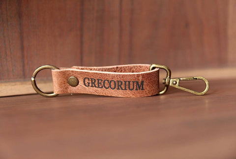 Personalized Gift Leather Keychain Personalized with keyring and belt clip custom key ring