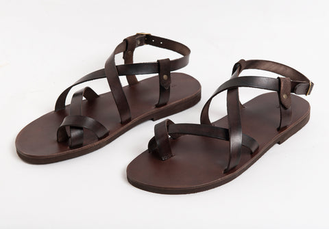 Ankle-strap leather sandals "Zeus"