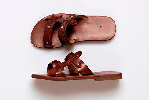 Men's black leather slides sandals "Apollo"