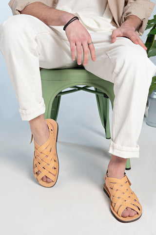 Men's leather sandals, strappy summer shoes men "Hephaestus"