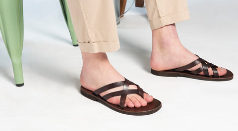 Leather toe ring sandals for men "Pyrros"