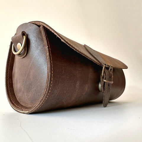 Leather barrel bag "Tyche"