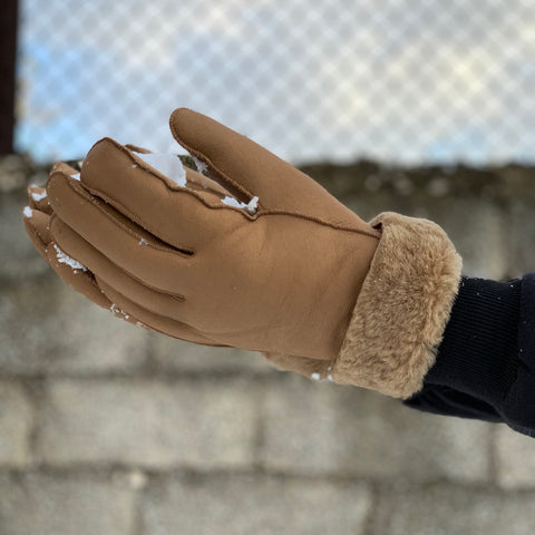 Ανοιχτό καφέ δερμάτινα γάντια