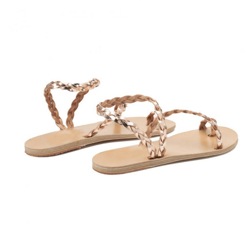 Gold leather braid sandals for women "Athena"