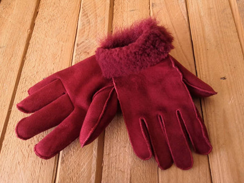 Kids sheepskin gloves with mouton fur in many colors