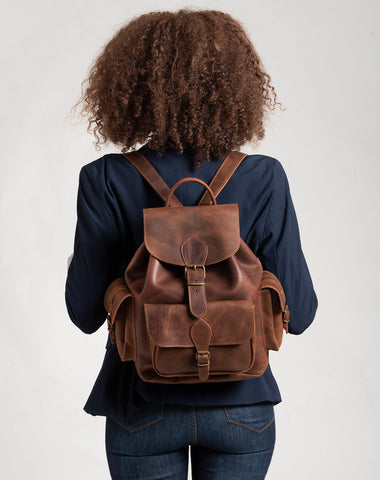 CLASSIC LEATHER BACKPACK vintage style backpack full grain leather in 3 sizes/ 5 colors