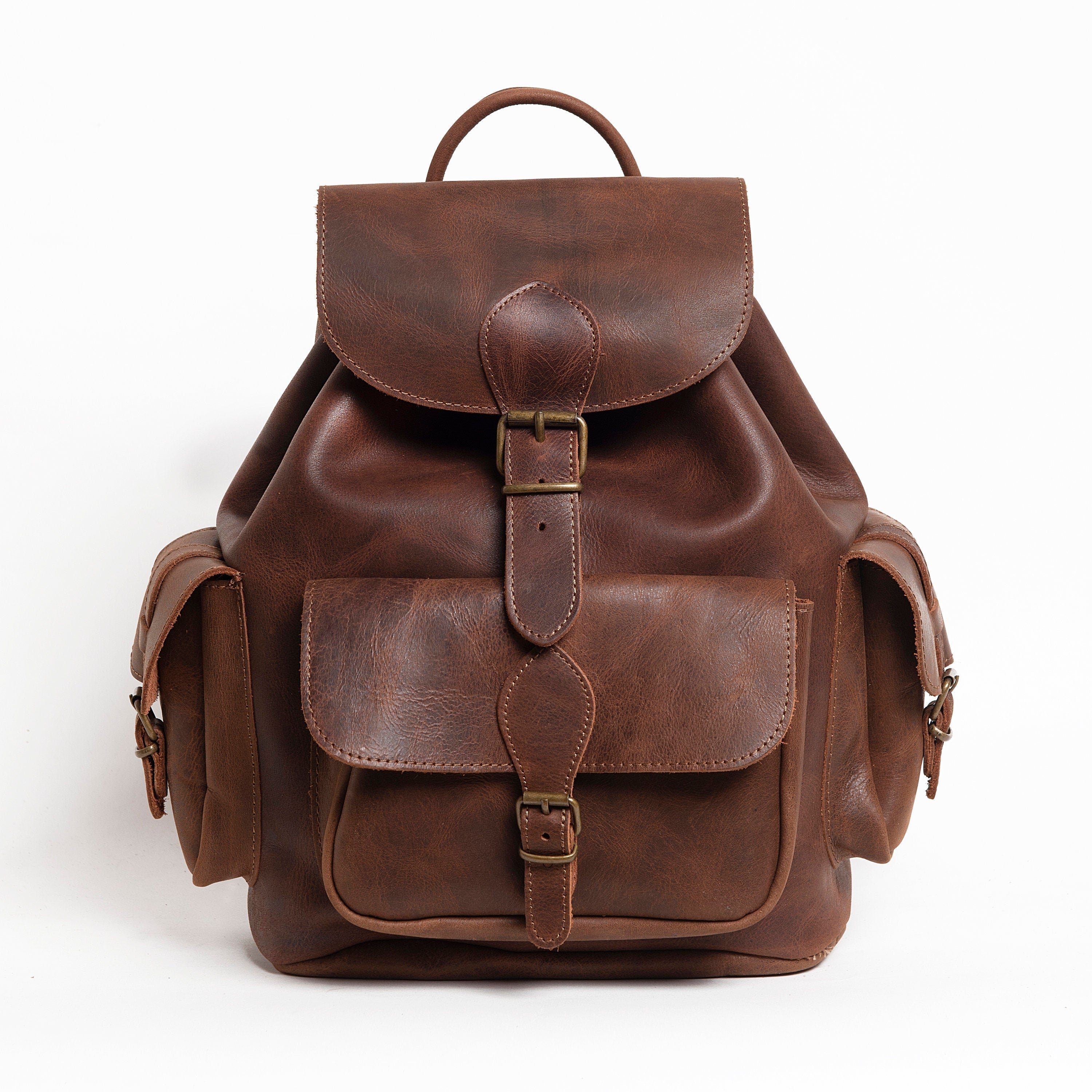 CLASSIC LEATHER BACKPACK vintage style backpack full grain leather in 3 sizes/ 5 colors