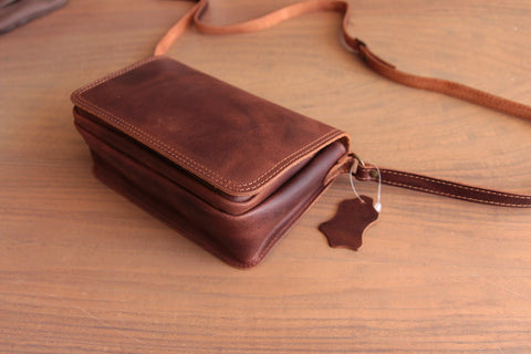 Women's crossbody brown leather bag "Sofia"