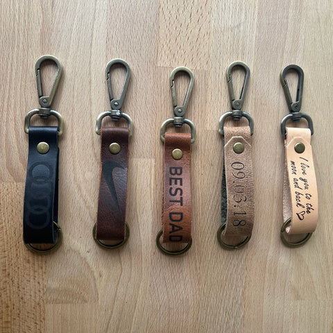 Personalized Gift Leather Keychain Personalized with keyring and belt clip custom key ring