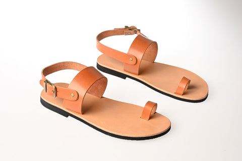 Men's tan Greek ankle-strap sandals "Agamemnon"