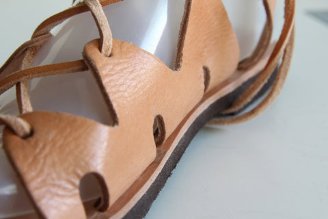 LEATHER GLADIATOR SANDALS tie- up sandals knee high rope sandals roman sandals real leather "Kyma"
