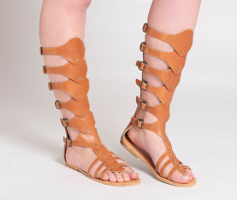 GLADIATOR SANDALS tan leather "Artemis"