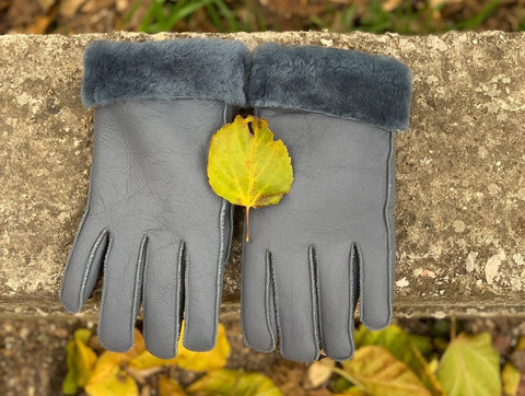 Δερμάτινα Γάντια καφέ μουτόν από αληθινό μαλλί πρόβατο χειμωνιάτικα γάντια